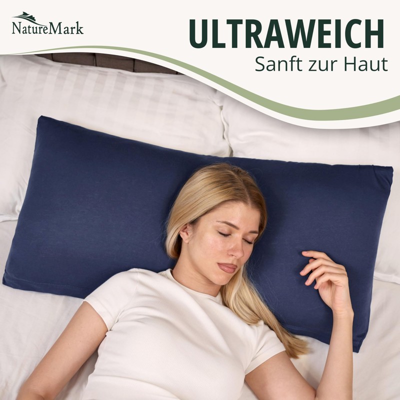 NatureMark Pack of 2 Jersey Cushion Covers, Side Sleeper Pillows,