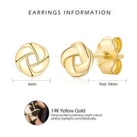 VYYU Knot Earrings for Women Girls, Gold Studs Beautiful Knot Ear Jewellery | Yellow Gold Plated Sleeper Hypoallergenic Earings Christmas Birthday Gifts