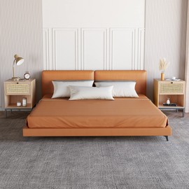 Rattan Nightstand Set of 2, End Table, Bedside Table, Rattan Side Table with Handmade Natural Rattan Decorative Door, Accent Table, Modern Nightstand for Bedroom, Living Room