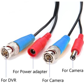 4-Pack 60ft Black Pre-Made All-in-One BNC Male to Male Video and Power Cable Wire Cord with RCA Connector for CCTV Security Camera