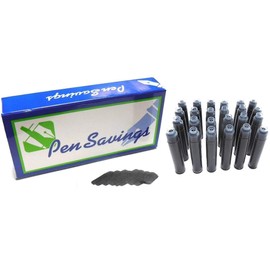 Pen Savings International Standard Short Fountain Pen Ink Cartridges, 2.6mm Bore, Calligraphy Writing, 24 Pack (Solar Black)