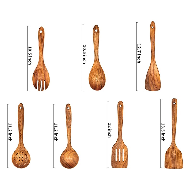 Wooden Spoons for Cooking,Wooden Utensils for Cooking 7 Pcs Wooden