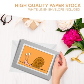 Greeting Cards Gray (Insert) - Funny Cartoon Snail Blank Greetings Card Birthday Kids Party Boys Girls #15638