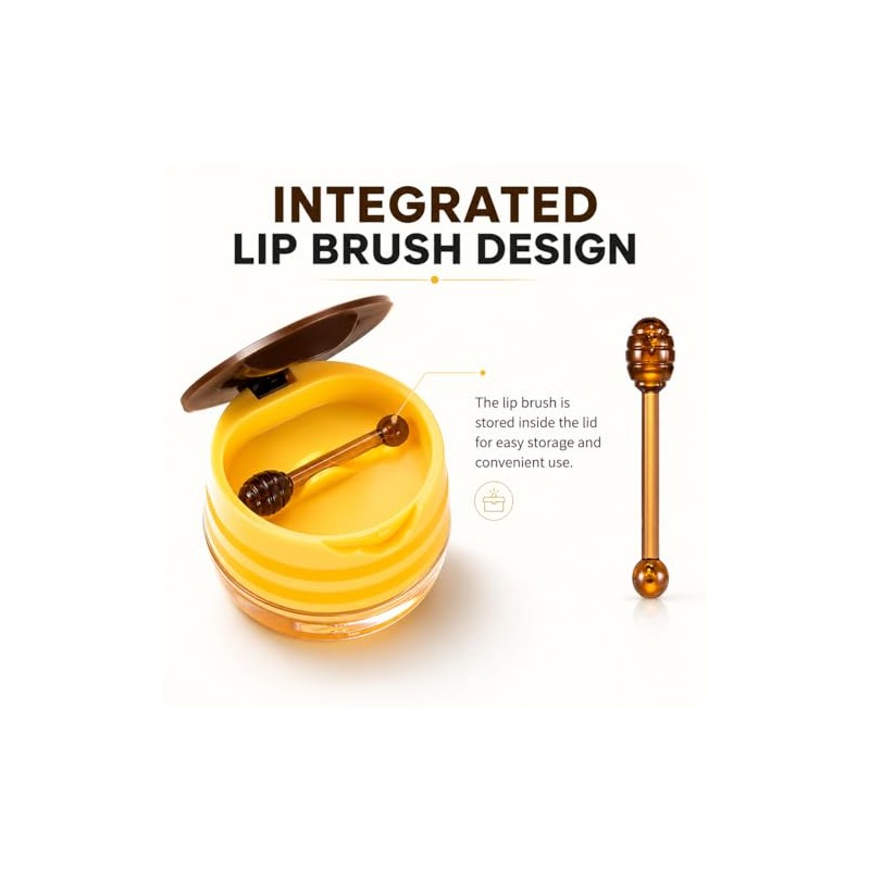 Strawberry & Honey Lip Mask Set with Applicator Brush, Vitamin