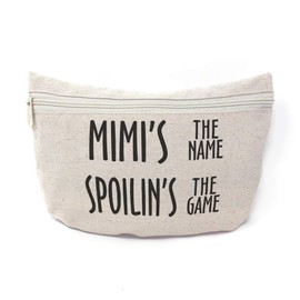 Custom Canvas Makeup Bag Mimi's The Name Spoiling's Game. Grandmother School Supplies Pencil Tote Pouch 9x6 Inches Natural Design Only