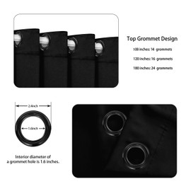 BONZER Room Divider Curtain Grommet Thermal Insulated Wide Blackout Curtains for Bedroom Living Room, 84L x 108W Inch (7L x 9W ft), 1 Panel, Black
