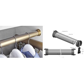 TAG Hardware Premium Round Wardrobe Closet Rod with End Supports and Protective Insert Cap 18 inches to 92 inches Lengths, Matte Gold (48 Inch)