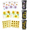 7 Pcs Sheets Wheelie Bin Stickers, Flower Dustbin Sticker Sunflower