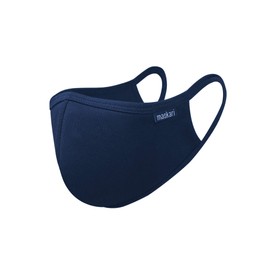 Maskari Navy Blue Reusable Face Mask | Face Masks Washable UK | 3 Layer Mens Face Mask | HeiQ Viroblock | Breathable Face Mask | Sporty | Advanced 1 Pack, Large