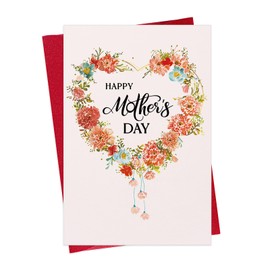 D24TIME Flower Mother's Day Card for Mom – Elegant Floral Heart Design Mothers Day Card for Grandma Wife Sister Women Her from Daughter Son Husband