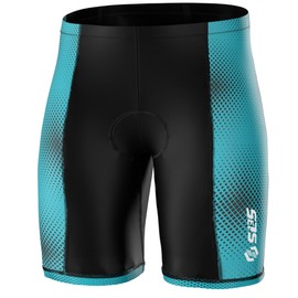 SLS3 Triathlon Shorts Men - Tri Shorts Men - 2 Pockets FRT - Designed by Athletes (Ocean Teal & Black, Medium)