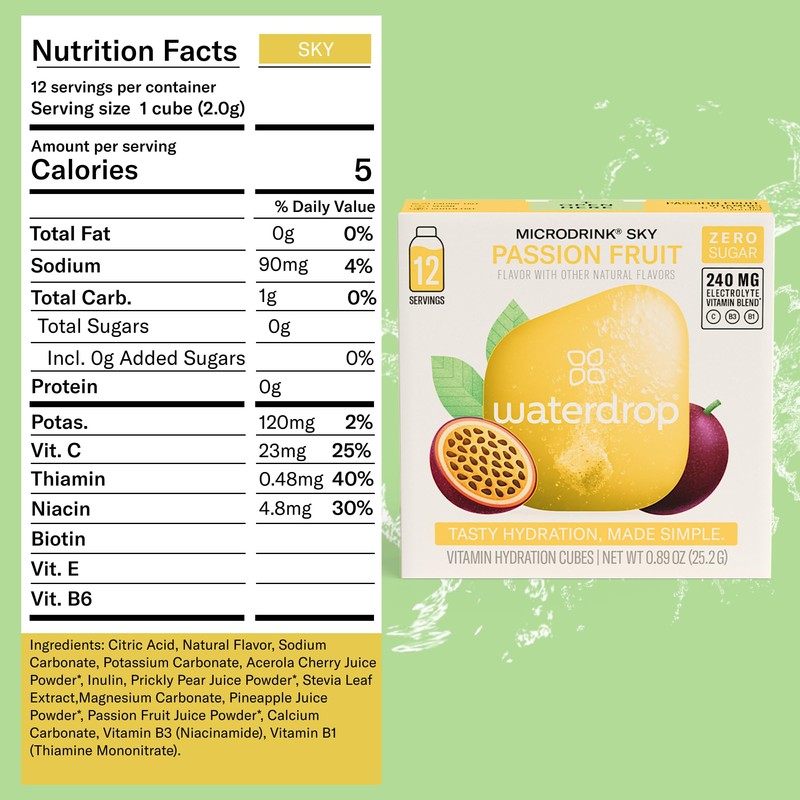 Waterdrop Hydration Cubes, Pineberry, Passion Fruit & Pear, Vitamin C,
