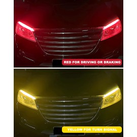 YM E-Bright DRL Led Strip Light for Car SUV Motorcycle Led Strip for Daytime Running Turn Signal Tail Brake Light Sepuential Switchback Amber/Yellow & Red (2Pcs 60CM/24 Inch)