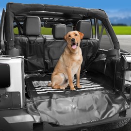 Dog Cargo Liner for Jeep Pet Cargo Trunk Liner Mat Waterproof Oxford Cover for 2007-2025 Jeep Wrangler JK JL Unlimited 4 Door Star (Flag)