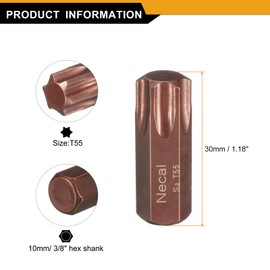 HARFINGTON 5pcs T55 Torx Screwdriver Bit 10mm Hex Shank 30mm Length S2 Steel Security Tamper Proof 6 Point Head Hex Screw Driver Bits