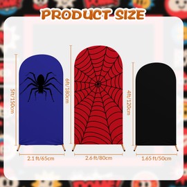 Tingjoo 3 Pcs Spider Web Theme Arch Backdrop Cover Wedding Arch Covers Spandex Backdrop Stand 4ft, 5ft, 6ft for Wedding Birthday Banquet Ceremony Photography Party Decoration