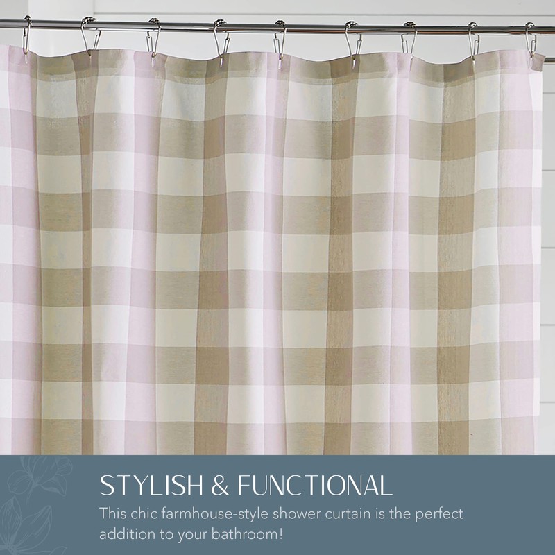 Elrene Home Fashions Cortina de Ducha a Cuadros de búfalo,