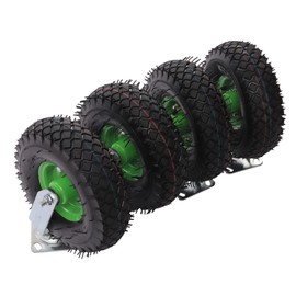 RustyVioum 10 inch 4PCS Swivel Pneumatic Casters, Heavy Duty Air Tire Wheel Black Rubber Wheel for Freight Equipment 275.58lbs Capacity (Includes 2 Rigid Fixed & 2 Swivel Caster)