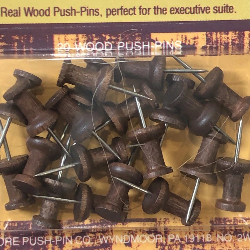 Moore Wooden Push Pins -Brand Moore - 20-Count - Brown