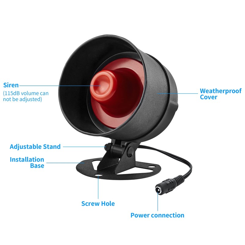 Alarm System Security 9-Piece Set with 115 dB Siren, Motion