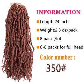 Soft Locs Crochet Hair 24 Inch 8 Packs Copper Red Faux Locs Crochet Hair Butterfly Locs Pre looped Braids Synthetic Crochet Hair for Women (24 inch 350)