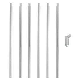 PATIKIL Threaded Extension Rod,6 Set 12" M10 x 1mm Fine Thread Lamp Pipe with Lamp Pipe Nipple,Sloped Ceiling Adapter for Pendant Light Island Lighting Chandelier Stems,Silver