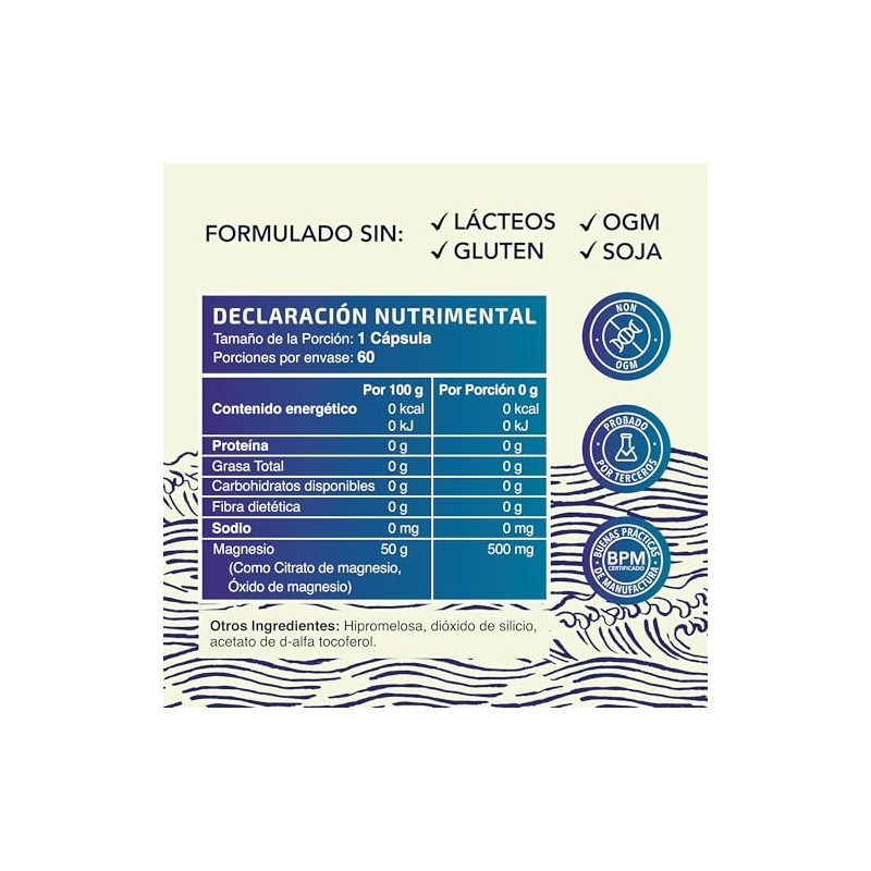 Nobi Nutrition Citrato de Magnesio 500 mg, 60 Cápsulas Complejo