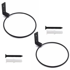 Aifeier ET Wall Mounted Metal Plant Holder Foldable Hanging Bracket Ring Flower Pot Bracket Plant Hanger, 15 cm/ 6 Inch, Black, 2 Pack