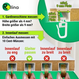 Rollina Curtain Gliders 7 mm (Pack of 100) - Curtain Hooks for Rails with 4-5 mm Inner Track Width - Curtain Hooks - Also Suitable for KVARTAL Strip