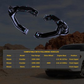 Front Upper Control Arm for Nissan Frontier 1998-2000 4WD 2.4L & 1999-2004 3.3L, for Nissan Xterra 2000 2001 2002 2003 2004, 2pc K620657 K620658 Suspension Control Arm w/Ball Joint Assembly