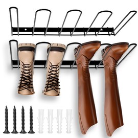 AojSup 2 Pcs Boot Rack Wader Hangers, Wall Mounted Boot Holder, Metal Boots Hangers for Wall, 4 Pair Boots Organizer for Tall Shoes and Cowboy Shoes, Tall Shoe Holder for Entryway, Garage