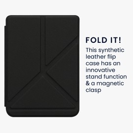 kwmobile Origami Case Compatible with Kobo Clara 2E / Tolino Shine 4 Case - Slim PU Leather Cover with Stand - Black