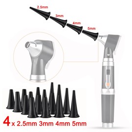Jiusion Original 4 Pack 2.5mm 3mm 4mm 5mm Otoscope Speculum Tips for Jiusion 3X Otoscope or Same Style Otoscope, Disposabe Speculum Otoscope Caps Accessory 16pcs In Total