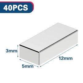 Wukong Strong Magnets12×5×3mm Extra Strong Magnet 40 Pcs Small Bar Magnet for Arts, Crafts, Model Making, DIY, Office, Fridge and Home