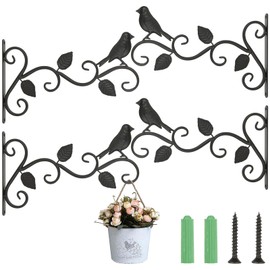 YOUNTHYE 4Pack Hanging Basket Bracket, 12inch Heavy Duty Hanging Basket Hooks, Wall Brackets for Hanging Baskets with Screws for Bird Feeders Plants Lanterns