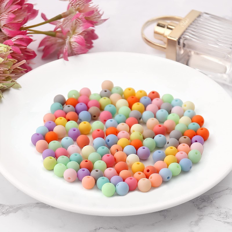 1000PCs 6MM Matte Mix Colors Acrylic Round Beads, Frosted Round