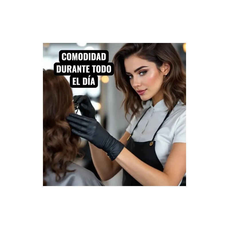Guantes Descartables Antideslizantes Ambiderm Nitrilo Color Negro Talle Extra Chica
