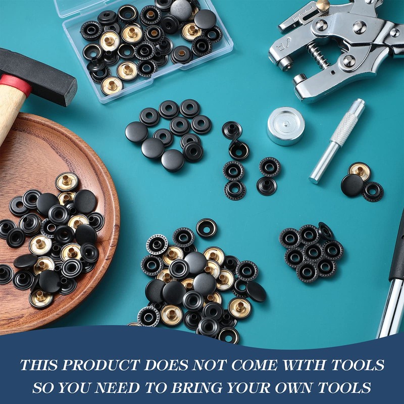 12 Sets Snap Fastener Kit, Press Studs Snap Fasteners Clothing