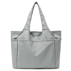 MAYMOONER Large Handbag for Women,Ladies Multi-pocket Nylon Tote Bag with Zipper for Work School Yoga,Grayish Green