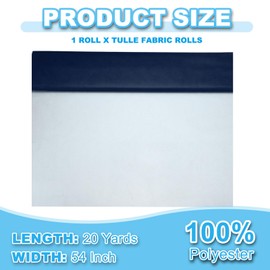 PATIKIL Rollos de tela de tul 100% poliéster, 54 pulgadas por 20 yardas, carrete de tela de tul para manualidades, decoración de bodas, fiestas, faldas tutú, falda de mesa, azul marino