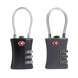 TSA Locks for Luggage, Small Combination Padlock with Cable, Luggage Locks TSA Approved for International Travel Essentials, Suitcase, Backpack Zipper, Locker, Flight Attendant Accessories