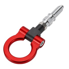 Hihaha Tow Hook/Universal Car Front Bumper Towing Hook/Durable Metal Rotary Tow Hook Ring 18.5cm 3mm 1pcs Red