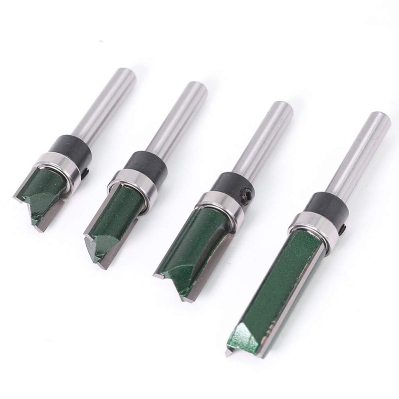 Wolfride 4PCS Straight Router Bit with Bearing, 1/4-Inch Shank Top