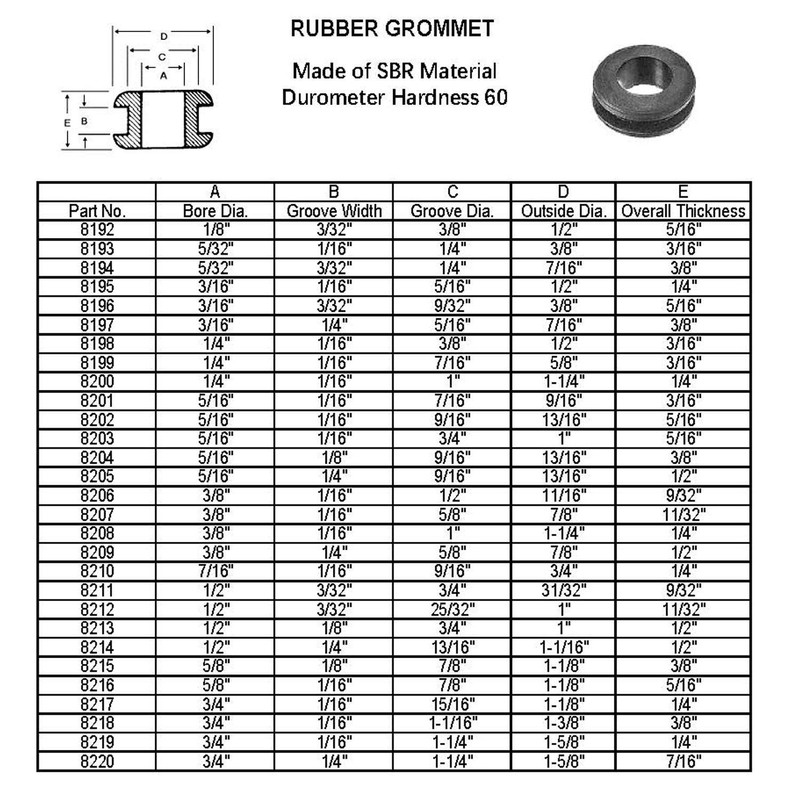 Swordfish 8197 - Black Rubber Grommet 3/16"x1/4"x5/16", Package of 25