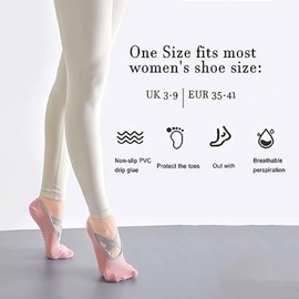 ESRAIN 8 Pares de Calcetines de Yoga con Agarre para Mujer,calcetas pilates,calcetines antiderrapantes mujer,calcetas yoga,8 Colores