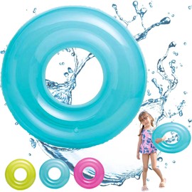 POPOYU Inflatable Swimming Ring Kids,Blue Inflatable Pool Floats for Kids Swimming Rubber Rings,Pool Inflatables Floats Inflatable Pool Toys for Summer Beach Swimming Pool Water Party Toys