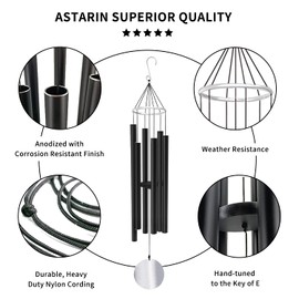 ASTARIN Wind Chimes Outdoor Large Deep Tone,36 Inch Large Chimes for Outside Tuned Relaxing Soothing Low Bass,Memorial Windchimes Sympathy for Mom Dad,Black