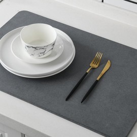 J&V TEXTILES Stone Bath Mat Diatomaceous Earth Shower Mat Non-Slip Super Absorbent Diatomite Stone Mats for Bathroom Floor Quick-Drying Easy to Clean (24''*15'') (Dove Grey)