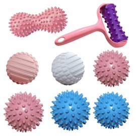 Massagebälle Igelbälle, Senteen 8er Massageball Massagebälle Faszienball Igelball Set Massage RollerMassage Ball Faszien Spikey Ball Massage für Rücken Beine Füße Hände