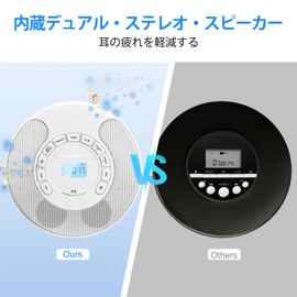 Walkman Portable CD Player, Stereo Dual Speaker, Language Learning Repeat Function, Double Speed Playback, Headphone Jack, USB/AUX Compatible, White